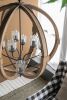 9- Light Globe Chandelier, Wood Chandelier Hanging Light Fixture with Adjustable Chain for Kitchen Dining Room Foyer Entryway, Bulb Not Included