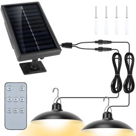 Solar Shed Lights Dual Lighting Heads Dimmable Timing Dusk To Dawn Sensor Hanging Lamp IP65 Waterproof Remote Control (Type: Dual Head)